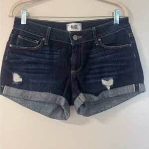 PAIGE Women's Deep Indigo Jean Shorts